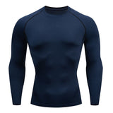 Sous-vêtements de compression bleus pour homme, manches longues, vue de face