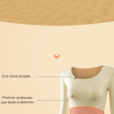 Sous-vêtement thermique beige pour femme, col rond simple et poitrine renforcée