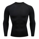Sous-vêtements de compression noirs pour homme, manches longues, vue de face