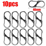 Lot de 10 mousquetons argentés 40 mm, légers et sécurisés, parfaits pour le camping