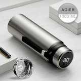 Bouteille d'eau thermique 1L en acier inoxydable avec affichage de température 88°C