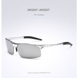 Lunettes de soleil polarisées pour hommes, monture argentée et lentille argentée, design moderne
