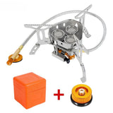 Réchaud à gaz de camping avec adaptateur standard et boîte de rangement