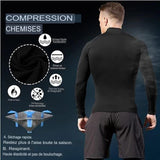 T-shirt de compression noir pour homme, détails de séchage rapide, respirant, haute élasticité