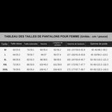 Tableau des tailles de pantalons pour femmes, guide des mesures, tailles de M à XXXL