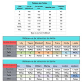 Tableau des tailles détaillé pour la veste de randonnée, guide de sélection pour hommes et femmes