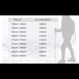Tableau des tailles pour les bâtons de randonnée en fonction de la hauteur