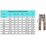 Tableau des tailles pour pantalons de randonnée pour homme