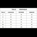 Tableau des tailles pour t-shirt de compression homme, longueur, poitrine, manche