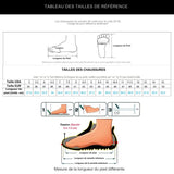 Tableau des tailles de référence pour bottes de neige d'hiver en cuir pour femme, avec instructions de mesure