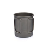Tasse en titane compacte avec poignée pliable, idéale pour la randonnée