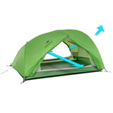 Tente de camping verte ultralégère avec système de ventilation pour randonnée en plein air