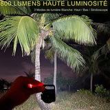 Mini lampe de poche LED haute luminosité 800 lumens éclairant des palmiers la nuit