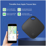 Étiquette intelligente noire et application Apple, montrant la localisation avec des caractéristiques de puce MFI et batterie remplaçable