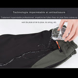 Traitement imperméable appliqué sur le tissu du pantalon de trekking imperméable pour femme, protégeant contre l'eau et la saleté.