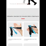 Utilisation standard du bracelet bâton d'alpinisme, démonstration du port et de la saisie