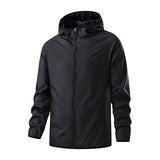 Veste imperméable de randonnée noire, avec capuche, durable et multifonctionnelle pour extérieur
