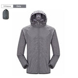 Veste de randonnée imperméable grise, respirante et coupe-vent