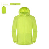 Veste de randonnée imperméable verte, protection solaire et légère