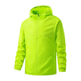 Veste imperméable de randonnée jaune fluo, avec capuche, idéale pour une visibilité maximale