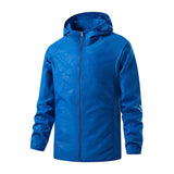 Veste imperméable de randonnée bleue, avec capuche, légère et respirante pour toutes les saisons