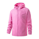 Veste imperméable de randonnée rose clair, avec capuche, protection contre la pluie et le vent