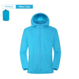 Veste de randonnée imperméable bleu ciel, légère et respirante