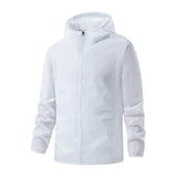 Veste imperméable de randonnée blanche, avec capuche, légère et respirante pour toutes les saisons