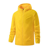 Veste imperméable de randonnée jaune, avec capuche, haute visibilité et protection contre les intempéries