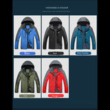 Veste de randonnée disponible en plusieurs couleurs, bleu, noir, bleu denim, vert et rouge