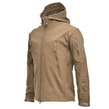 Veste SoftShell marron imperméable pour hommes, avec poches multiples pour l'équipement