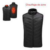 Veste chauffante avec zone de chauffage affichée pour le dos et le cou