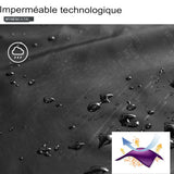 Veste imperméable technologique montrant des gouttes d'eau sur le tissu