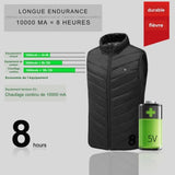 Veste chauffante de longue endurance avec chauffage continu de 10000 mA