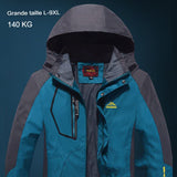 Veste de randonnée imperméable grande taille L-9XL pour homme, 140 kg, capuche et poche zippée