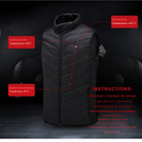Veste chauffante avec instructions pour utilisation et réglage de température