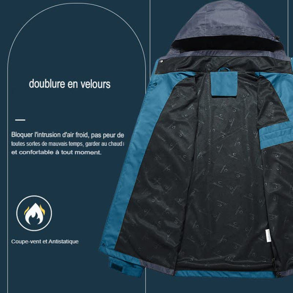 Veste de randonnée avec doublure en velours, coupe-vent et antistatique