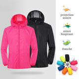 Veste de randonnée imperméable en rose et noir, protection solaire, respirante et étanche