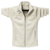 Veste polaire blanche pour femme, grande taille, coupe-vent, avec poches zippées, pour le camping