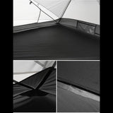 Vue intérieure de la tente de camping avec poches de rangement et coutures renforcées