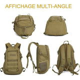 Vue multi-angle du sac à dos de voyage 15L, montrant les différentes fonctionnalités et poches