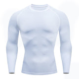 Sous-vêtements de compression blancs pour homme, manches longues, vue de face