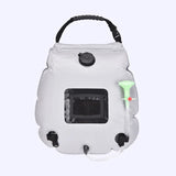 Sac de douche solaire 20L gris avec tuyau et pommeau de douche vert pour camping