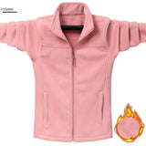 Veste polaire rose pour femme, grande taille, coupe-vent, avec icône de chaleur, pour les activités en plein air