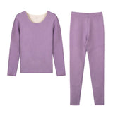 Ensemble de sous-vêtements thermiques violet, haut à manches longues et pantalon