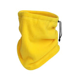 Cache-cou thermique jaune en polaire, ajustable, idéal pour les activités de plein air en hiver