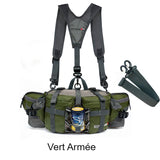 Sac de taille de randonnée vert armée avec harnais et sangle détachable