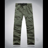 Pantalon de randonnée vert armée pour homme, résistant et confortable avec poches zippées