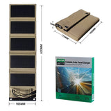 Panneau solaire portable 15W en tissu beige avec emballage et dimensions