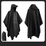 Poncho de pluie noir avec capuche et poche, pratique pour les activités de plein air